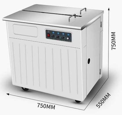 Ηλεκτρική μηχανή δέσμευσης 750 mm με υψηλή χαμηλή πλατφόρμα και ζώνη PP Poly Pack