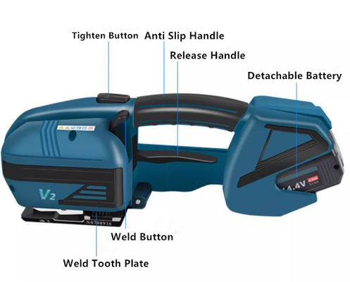 Εφαρμόστε πλάτος ιμάντα 13-16mm V2 Ηλεκτρική μπαταρία τροφοδοτείται από εργαλείο ιμάντα για πλαστική ιμάντα
