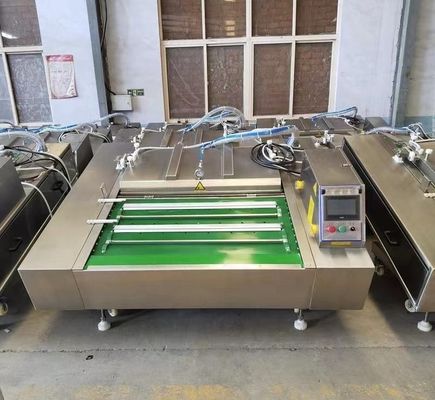 Ηλεκτρική 1000 διπλής λωρίδας αυτοματοποιημένη συσκευασία προϊόντων φασόλι και άγρια λαχανικά συνεχής συσκευασία κενού