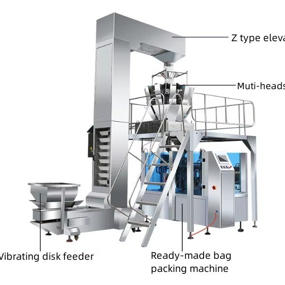 Χρησιμοποιούμενο πλαστικό υλικό συσκευασίας Μηχανή συσκευασίας σάκων περιστροφής ταχύτητας για καρύδια και σπόρους